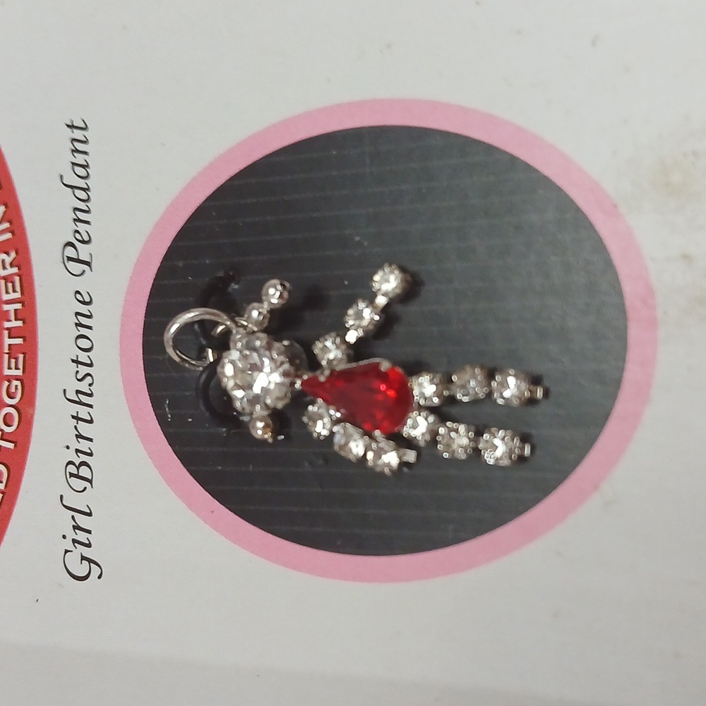 NWOT Girl Birthstone Pendant with Ruby Crystal